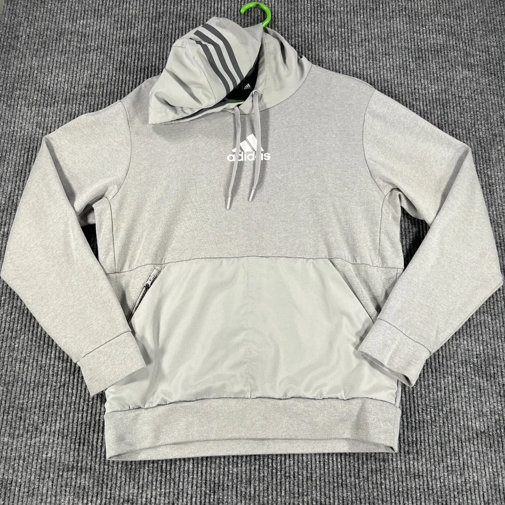 Adidas Hoodie Sweatshirt Mens Size Medium Gray Long Sleeve Activewear Sharp
